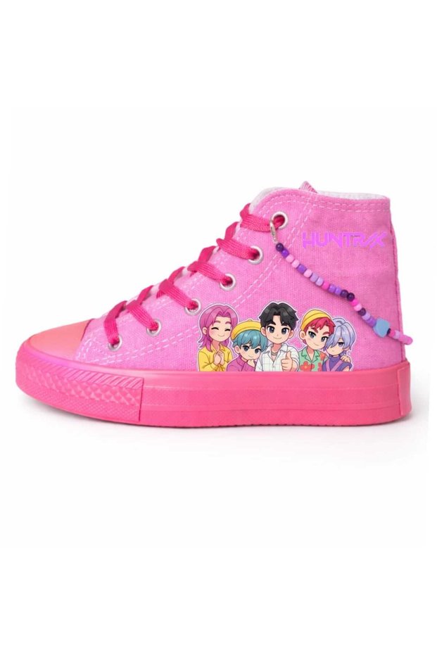 Serjebeys Printed Pink Pink Sole Girls' Sports Shoes and Sneakers