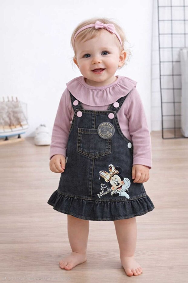 Girl's Jeans (Jeans) Printed Badili Gilet Set (6/9/12/18) Months