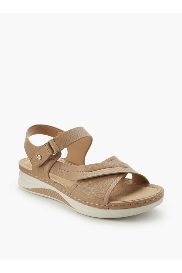 Women Hook & Loop Cross Strap Sandals