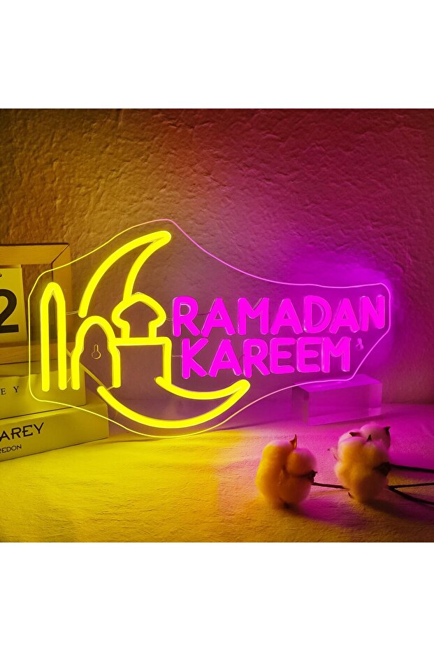 لافتة نيون رمضانية من مون كاسل، عيد مبارك، ديكور حائط LED، 25×42 سم