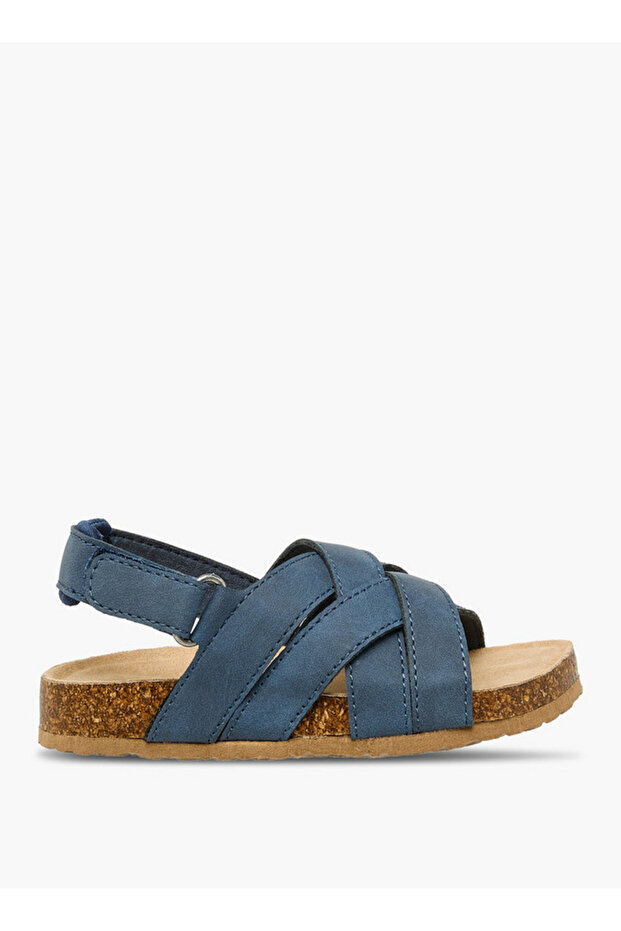 Boys Cross Strap Hook & Loop Sandals