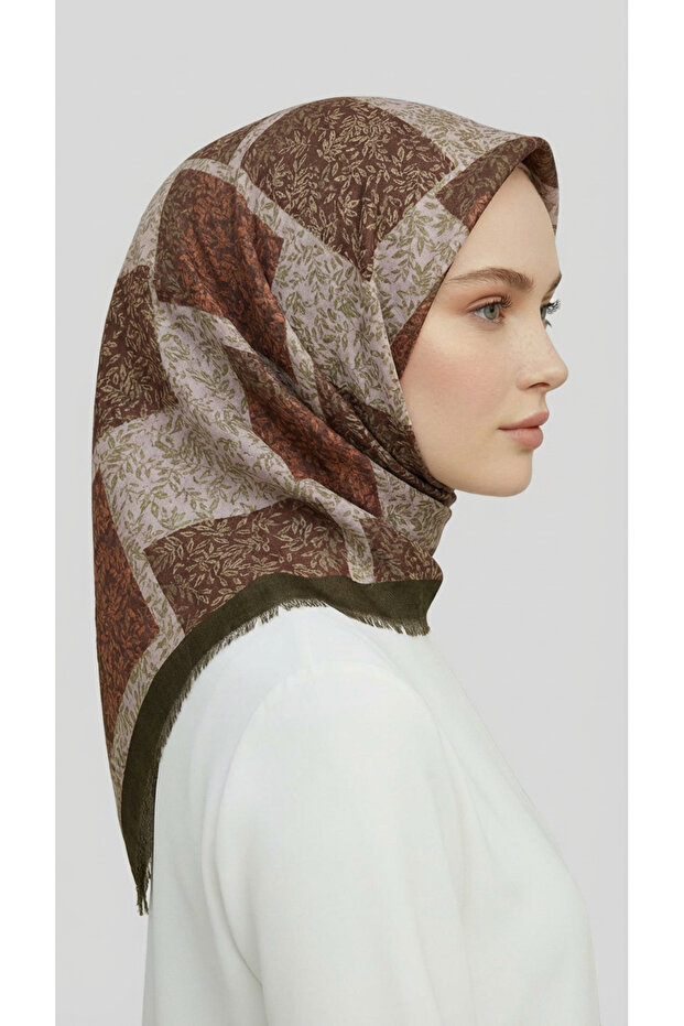 وشاح صوف منقوش بأوراق الشجر من كاراكا - أسود مطفي - 3