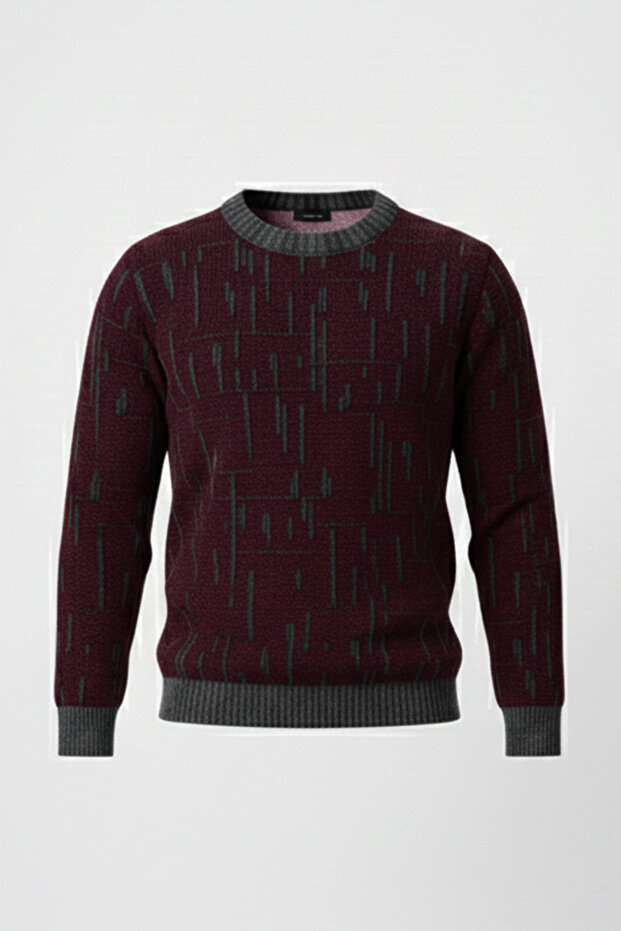 سترة رجالية ناعمة منقوشة بياقة دائرية - 4