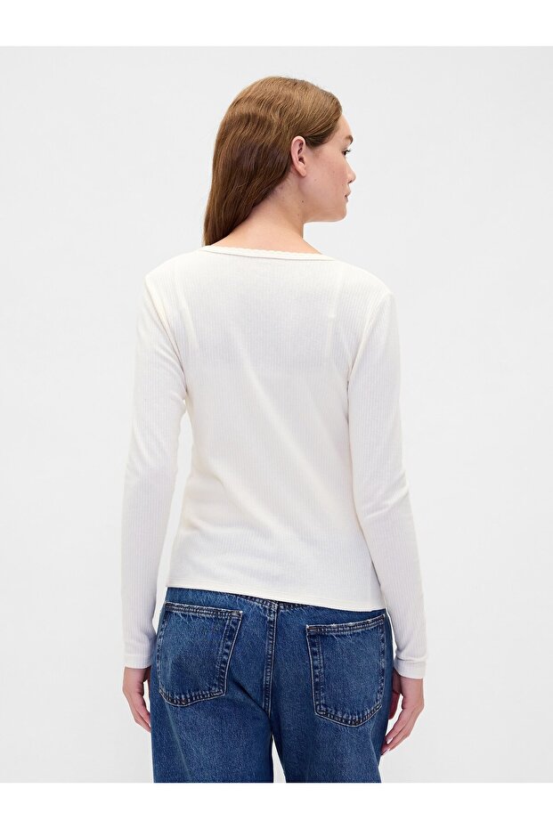 Kadın Beyaz Pointelle Hırka - 4