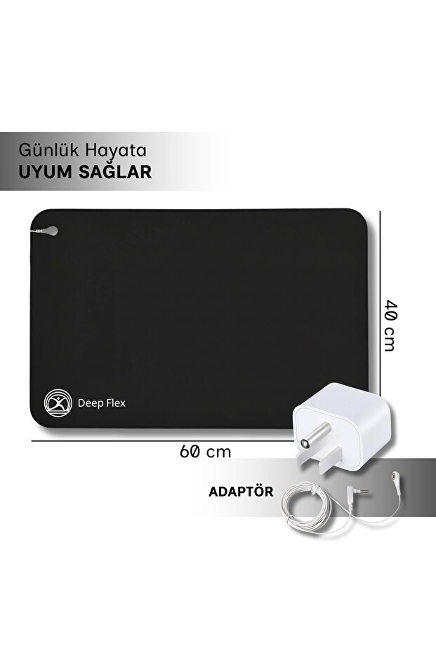 Deep Flex Topraklama Matı Seti – Kablo + Priz Adaptörü Dahil – Kaydırmaz, Suya Dayanıklı – 40x60 cm