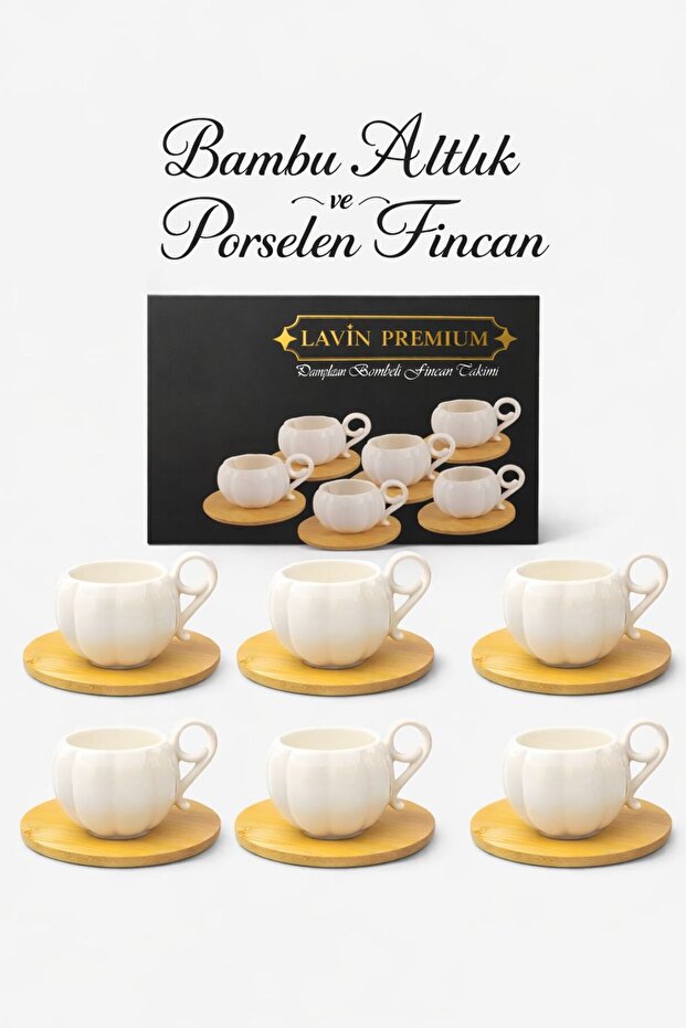 Lavin Porselen Türk Kahve Fincan Takımı 90ML 12 Parça 6 Kişilik ...