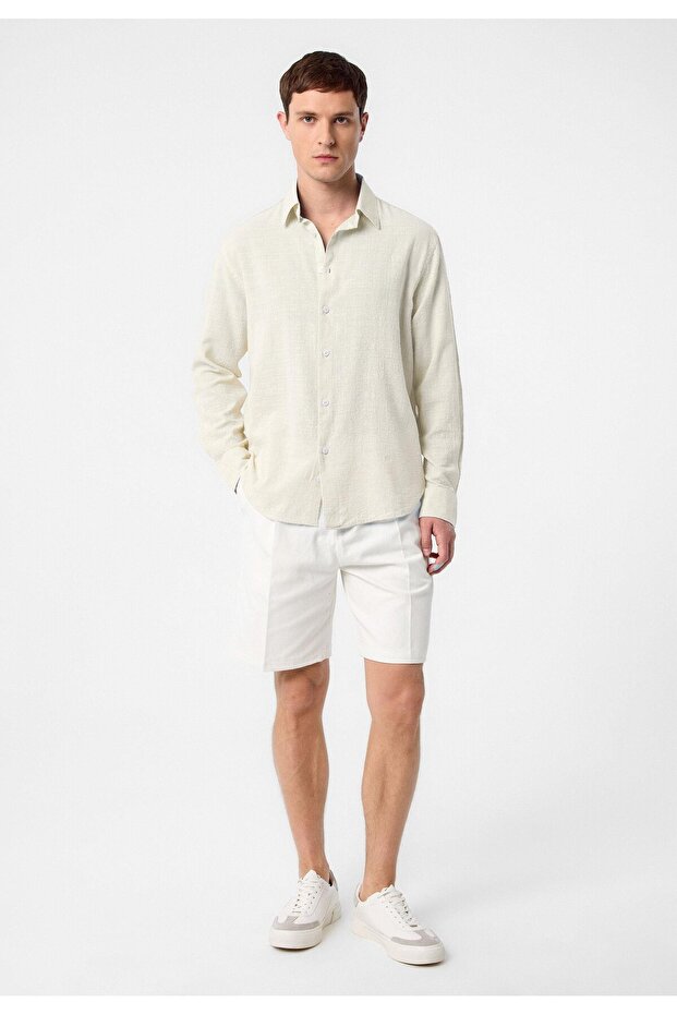 Stone Relax Fit Textured Men's Shirt