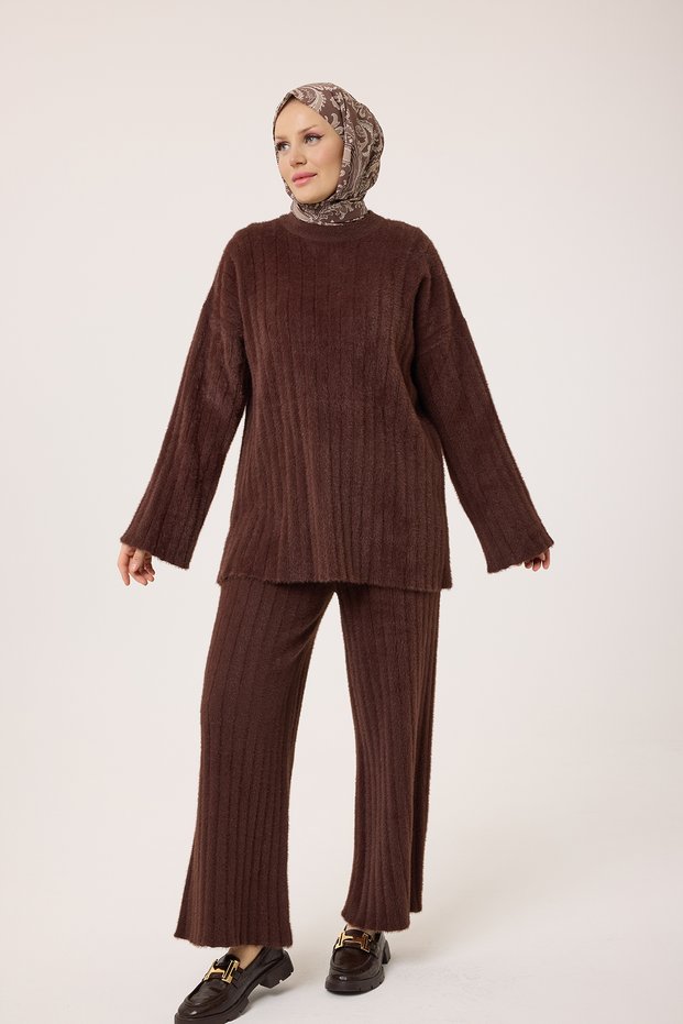 40977 - Stylish Comfortable Casual Angora Knitwear Women's Set with Pants