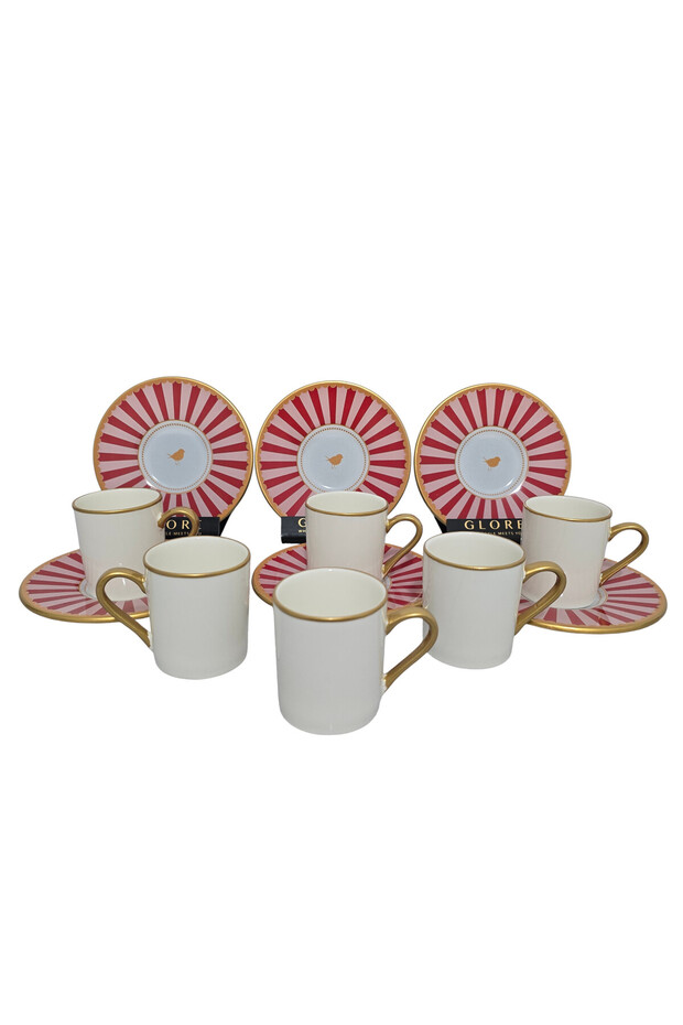 Sudedi Pink Line 6-Person Coffee Cup Set - 90 ml