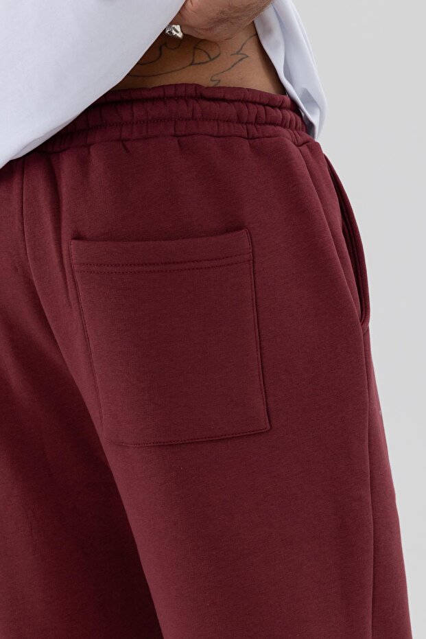Basic Paça Lastikli Eşofman Alt Bordo - 5