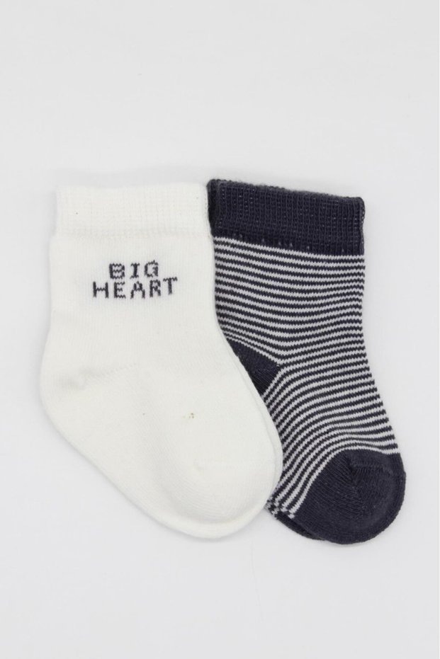 2-Piece Big Heart Combed Cotton Socks 10117 Anthracite