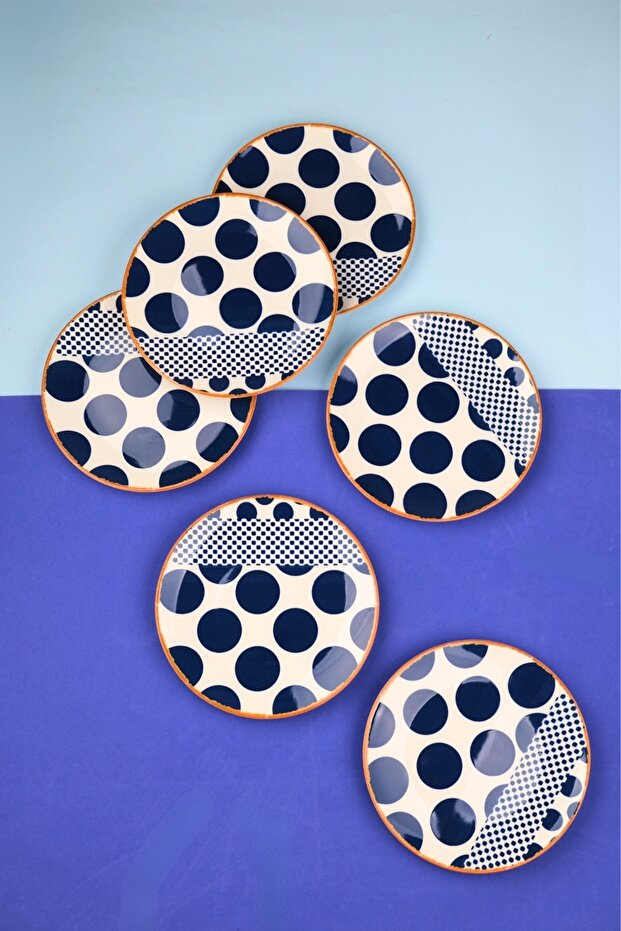 Tabak Evi Porcelain Spotty Pie Plate 19.50cm Sp2 6 Person 6 Pieces