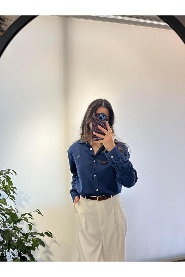 KOYU MAVİ LOGOLU BASIC GÖMLEK - 6