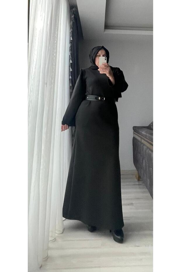 Hijab Pocket Belt Detailed Long Dress