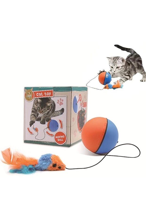 Interactive Cat Toys Ball,Automatic 360° Self-Rotating Rolling Ball, with 1 Fuzzy Toy,for Pet Lover