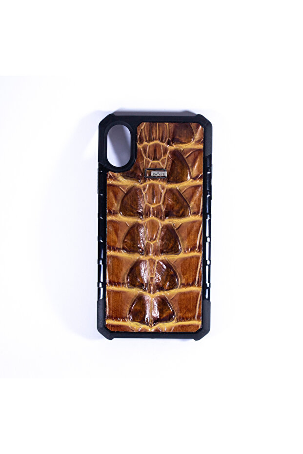 ISAFE SIGNATURE CROCODILE LEATHER BACK CASE IPHONE XS MAX BROWN