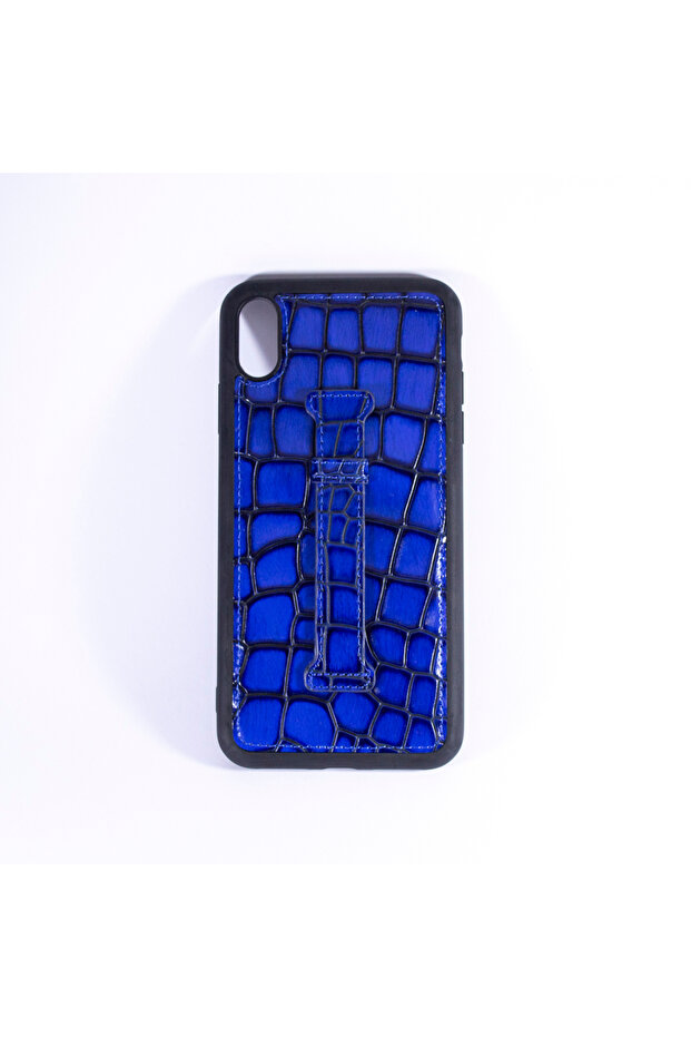 ISAFE SIGNATURE CROCODILE LEATHER RING BACK CASE IPHONE XS MAX BLUE
