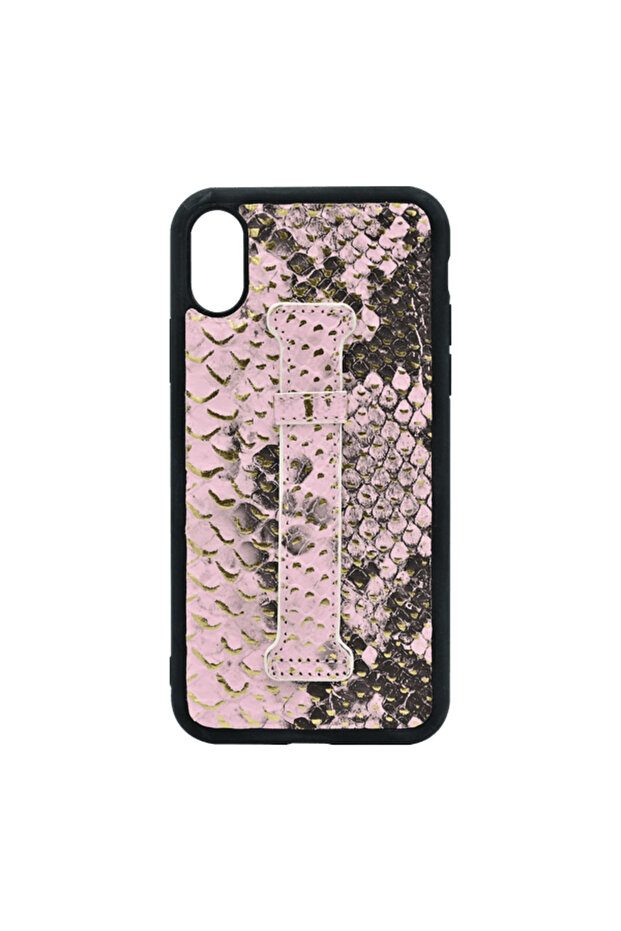 ISAFE SIGNATURE SNAKE LEATHER RING BACK CASE IPHONE XS PINK