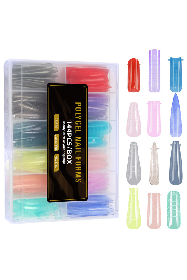 Color Forms 144/288pcs Colorful Dual Nail Form Full Cover Poly NailGel Quick Building Mold Set Acryl