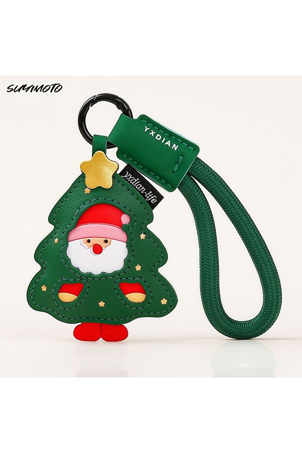 A 1Pcs Keychain Creative Leather Christmas Tree Keychain Cute Schoolbag Ornament Doll Cartoon Chris.