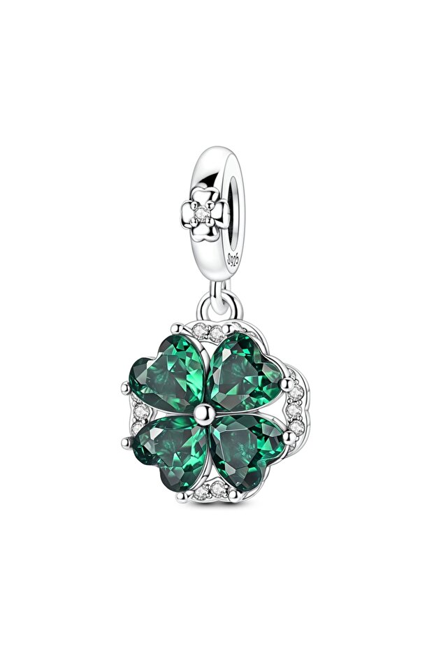 KTC2041 Original 925 Sterling Silver Charm Rotatable Four-Leaf Clover Pendant Fit Original Bracelet