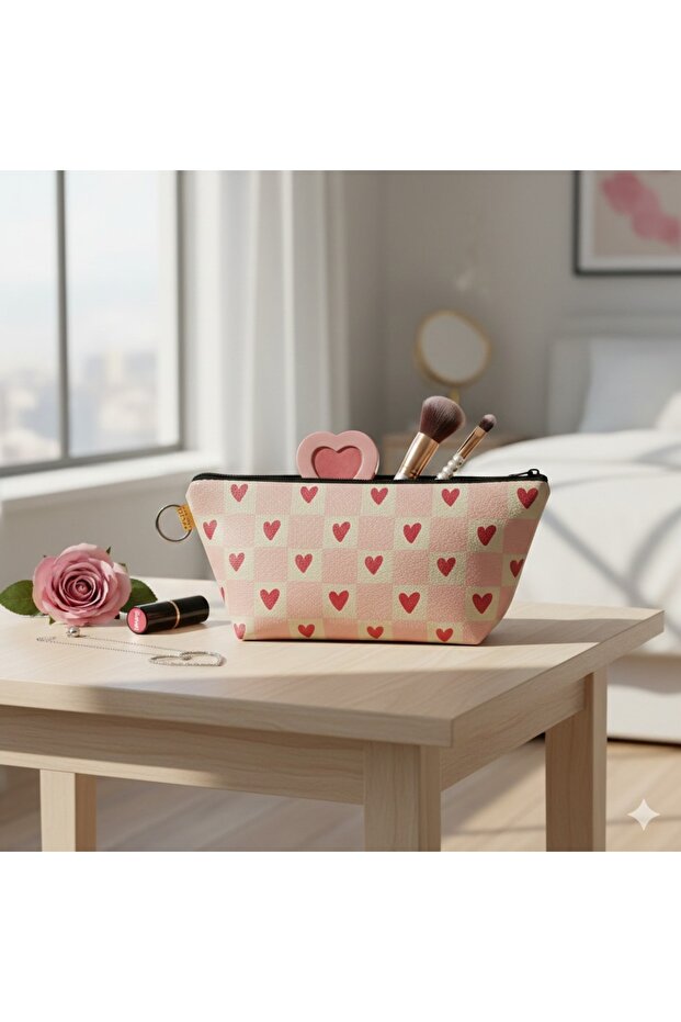 Heart Design Makeup Bag - Makeup Organizer Cosmetic Bag
