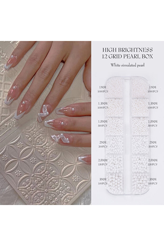 03 12Grids Mini Caviar Beads Nail Art Decorations Metal Gold/Silver Micro Ball Nail Charms Magnetic