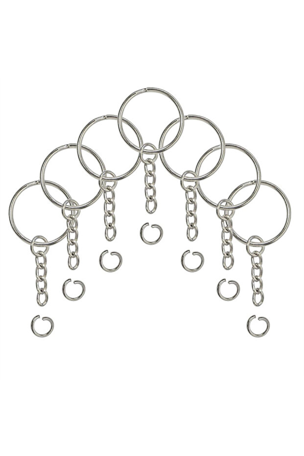 10pcs keychain accessories 10/30/50pcs Open Metals Key Ring with Chain and Jump Rings Silver Color M