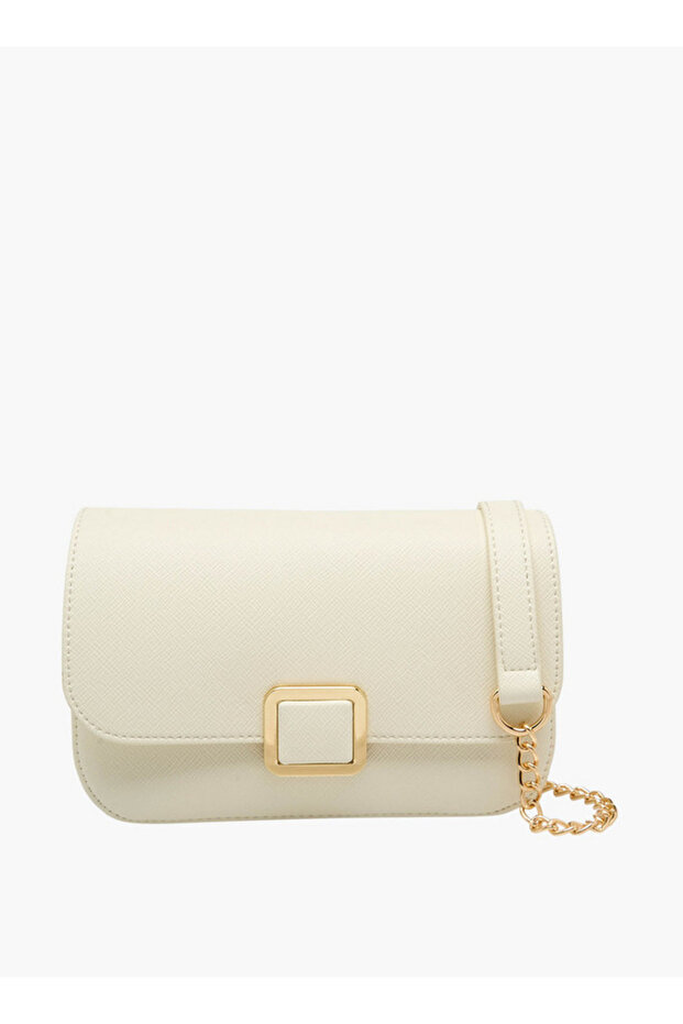 Textured Crossbody Bag with Detachable Chain Strap - H 13 x W 22 cms