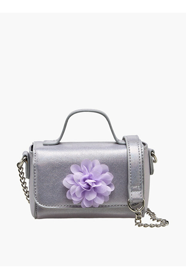Floral Accent Crossbody Bag with Chain Strap - H 12 x W 10 cms