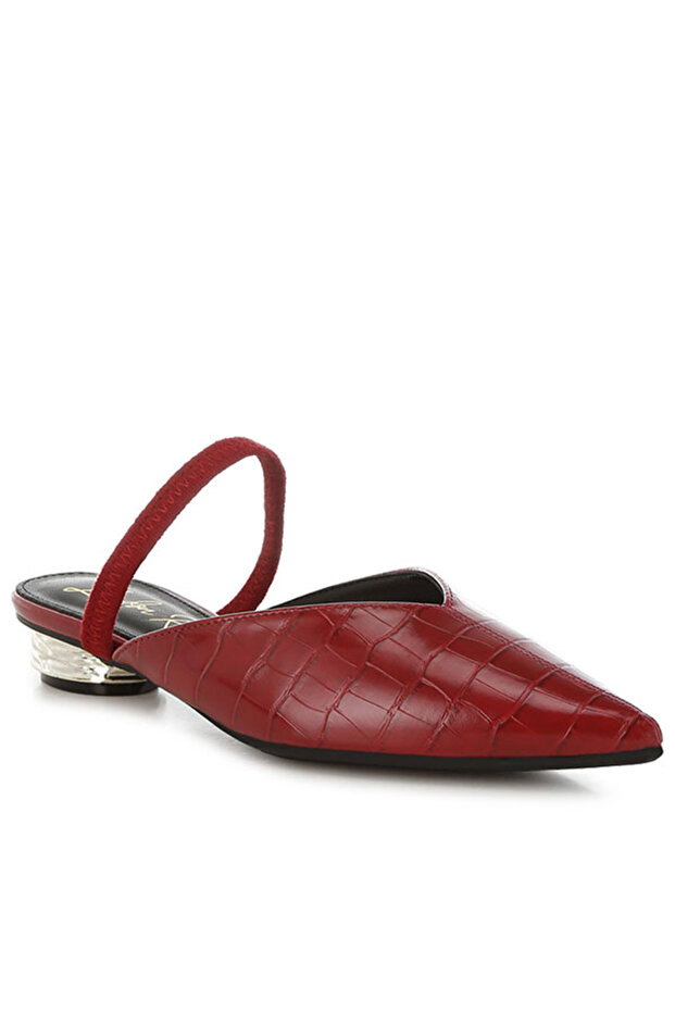 Women Fantasy Heel Croco Mules in Red