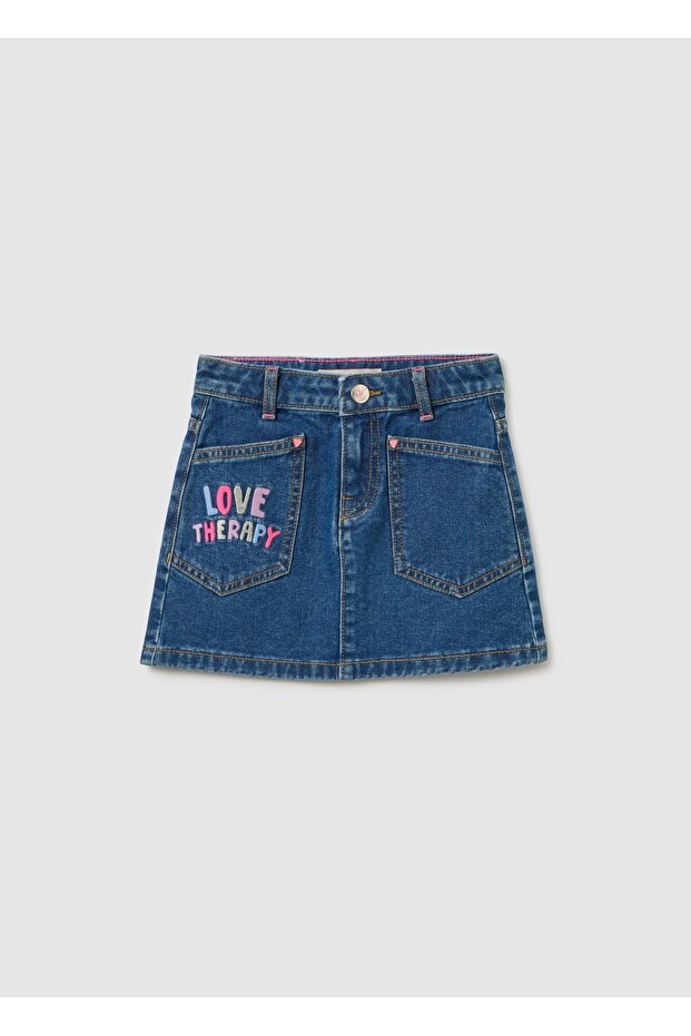 Girls' Pure Cotton Denim Skirt Regular Fit