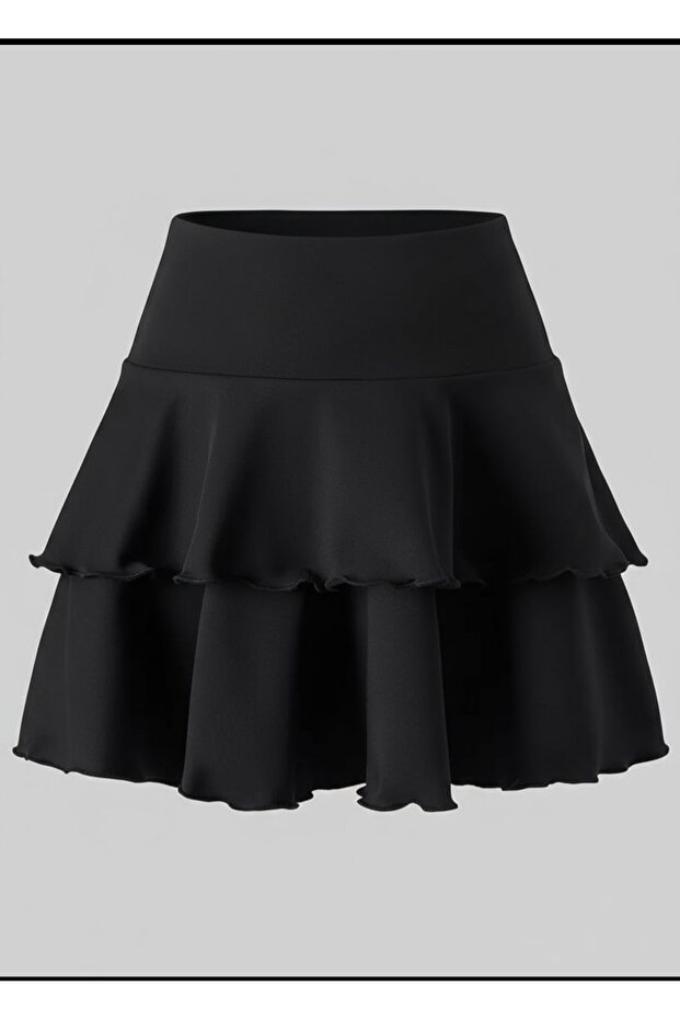Girl's High-Waisted Layered Ruffled Mini Flared Skirt