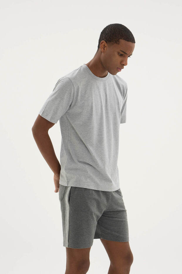 100% Cotton New Season Summer Men's Crew Neck Pajama Set