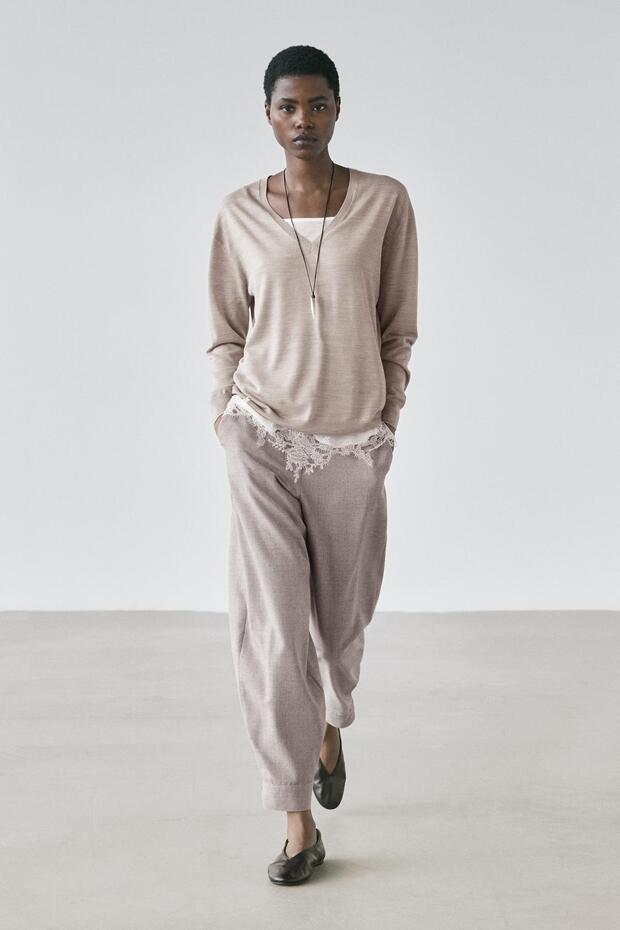 V yaka oversize triko kazak - 1