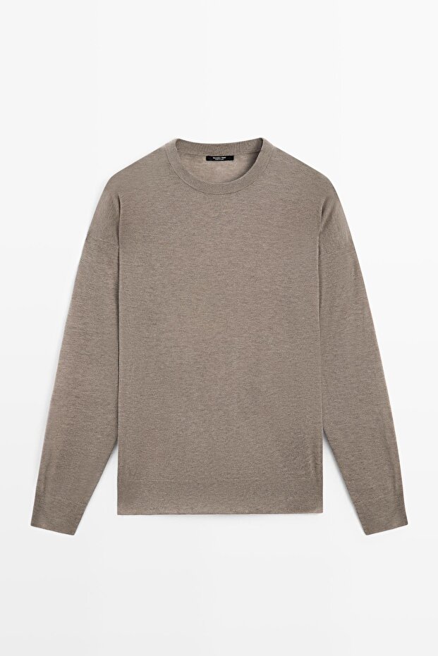 Oversize yün karışımlı triko kazak - 5