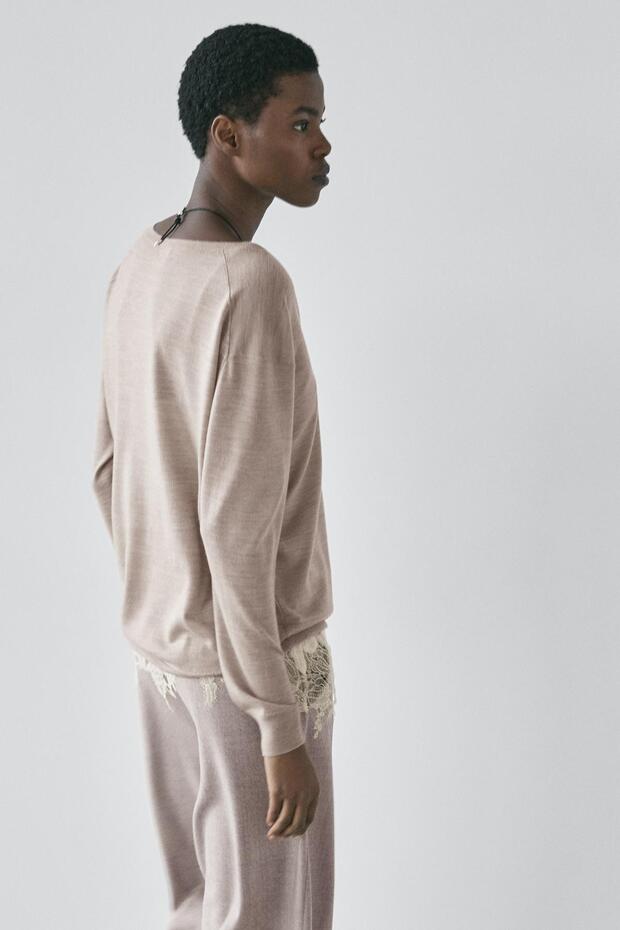 V yaka oversize triko kazak - 3