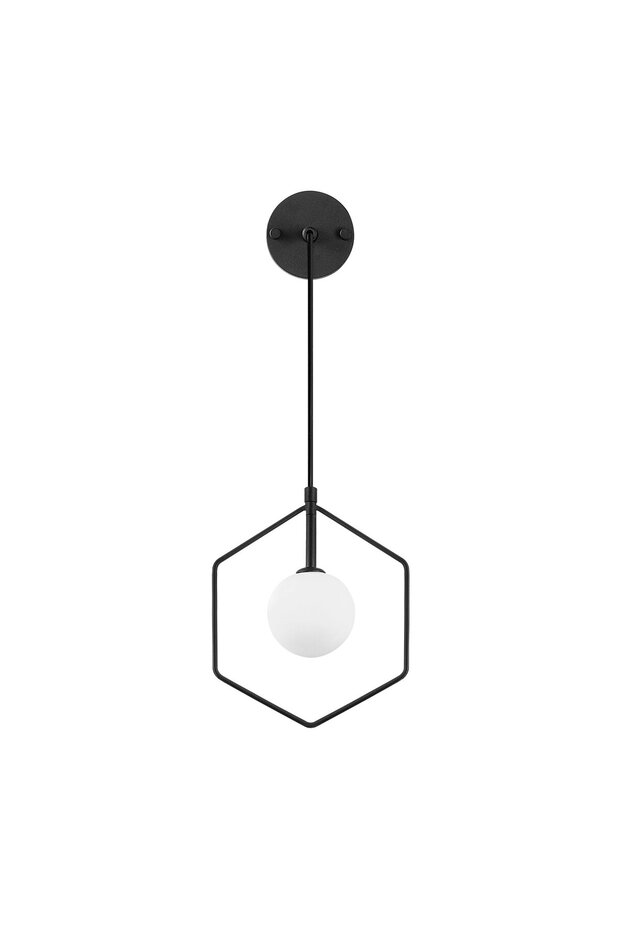 Geometric Stylish Glass Single Sconce with Black Finish E27 Compatible