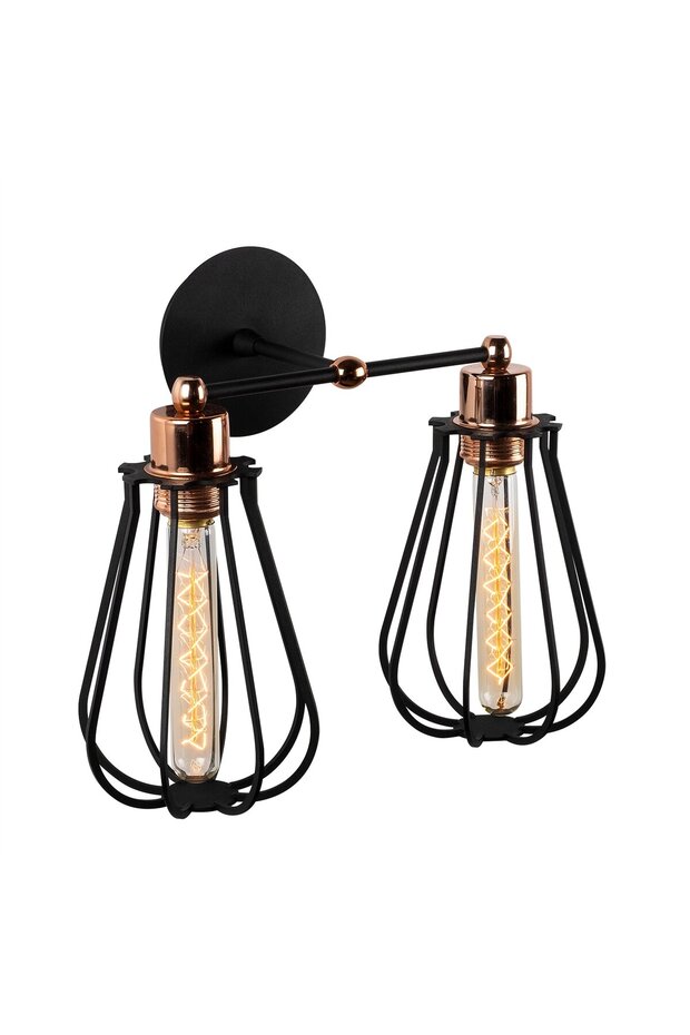 Stylish Tufted Black Metal Sconce E27 Wall Lamp 15X20X32 cm Living Room Lighting