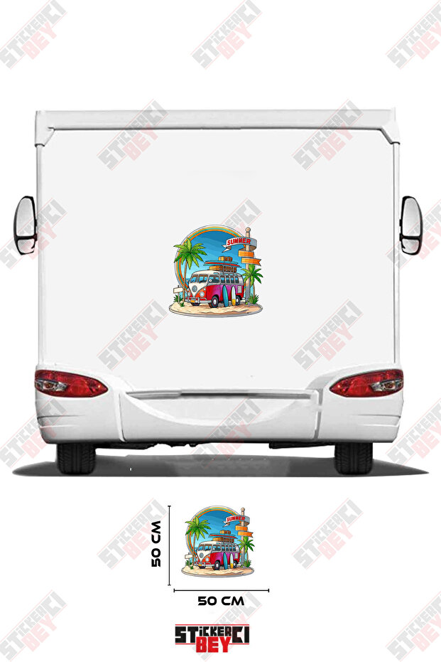 Camper Trailer Sticker Wrapping for Camper Trailer Standing on the Coast