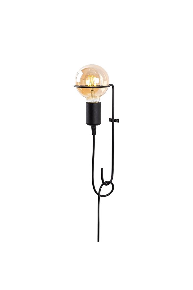 Rustic Single Sconce Lighting for Bedroom and Living Room with Tufted Black Metal Body