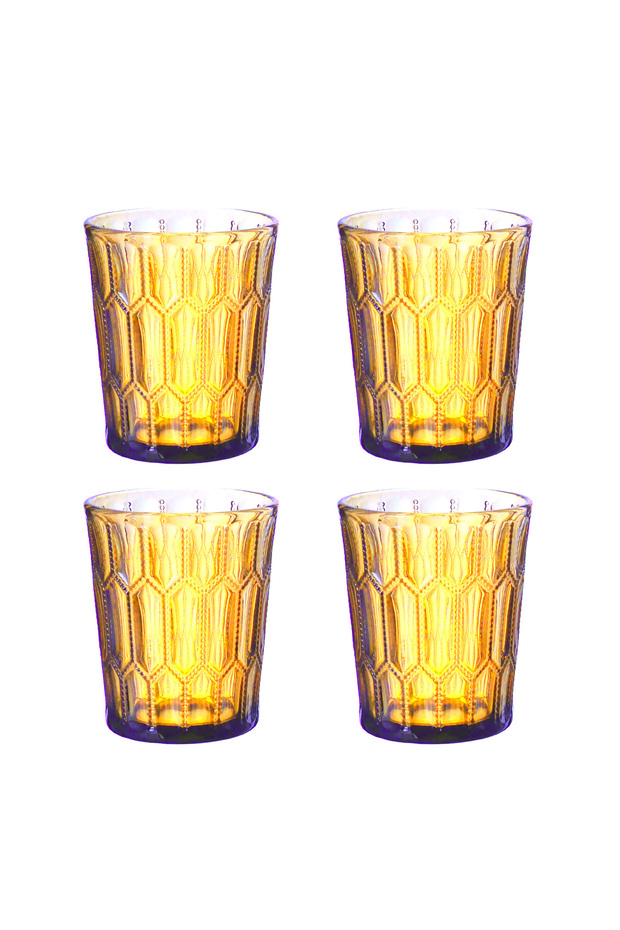 Almera 4-Piece Glass Water Glass Set Amber