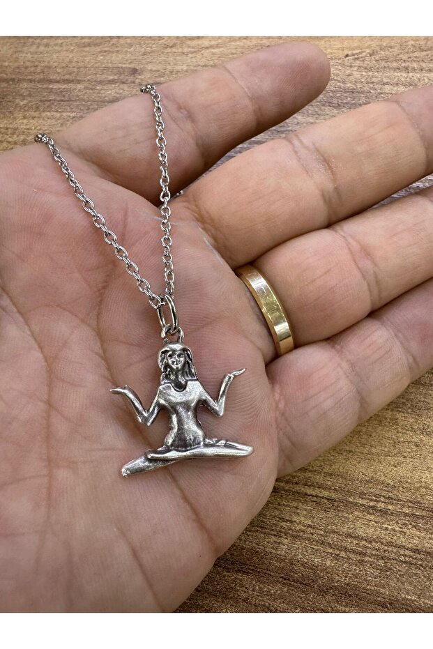 Yoga Practicing Woman Figured Necklace – Minimal Design Women's Accessory
