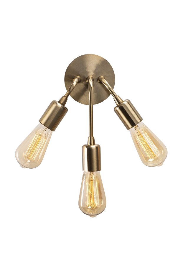 Shiny Gold Metal Sconce Wall Lamp E27 22X12X28 cm Living Room Lighting