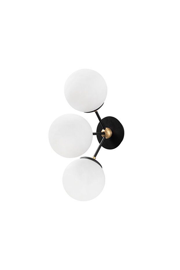 Modern 3-Light Sconce with Fuzzy Black Metal Body, E27 Compatible