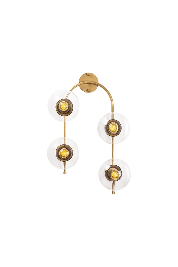 Shiny Gold Metal Sconce Wall Lamp E14 Compatible 40X26X62 cm Bedroom and Living Room Lighting
