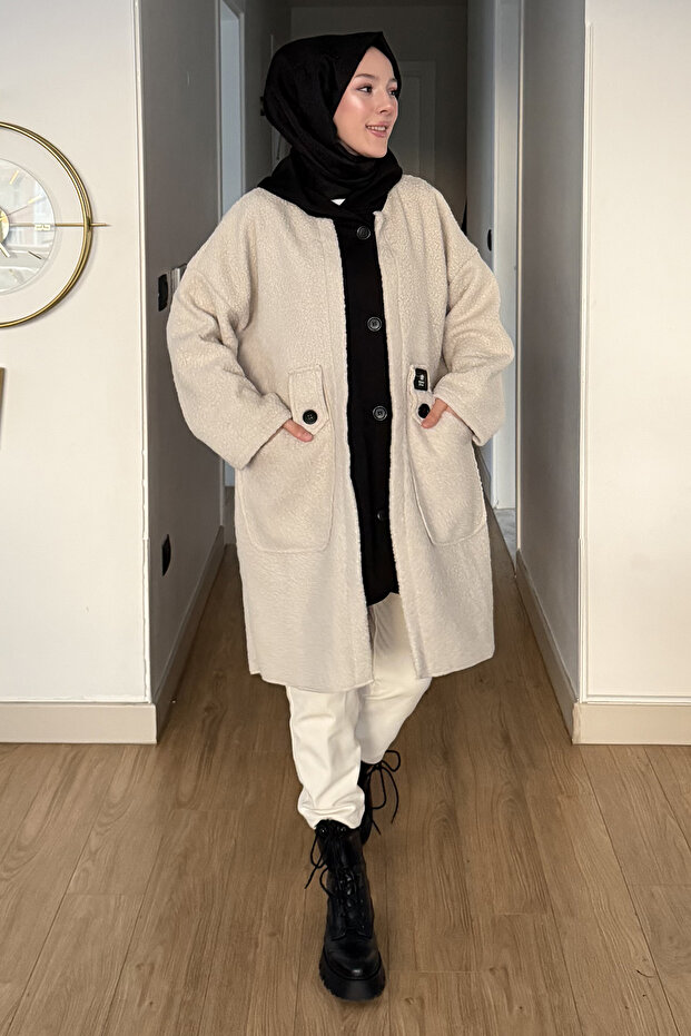 Oversized Jacket with Double Colored Buttons - 2