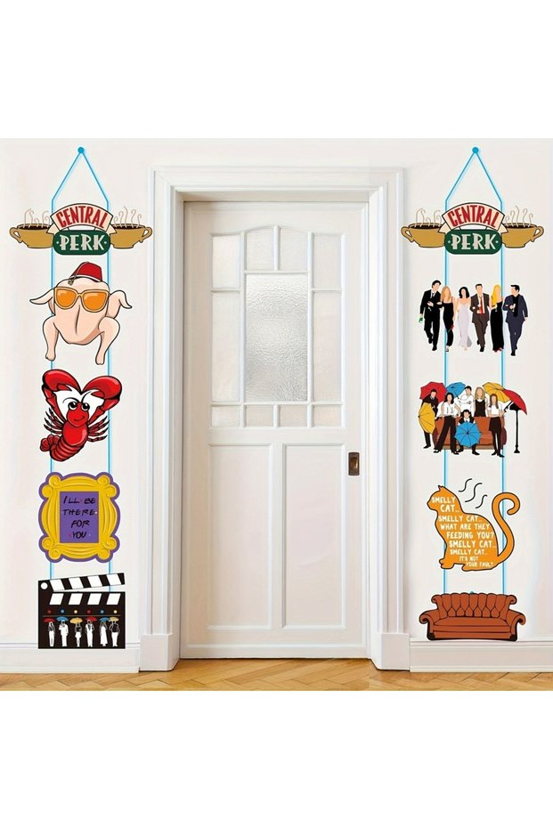 black Friends Themed Party Decorations, Porch Sign - Hanging Banner, Friends Wall Decorations for In