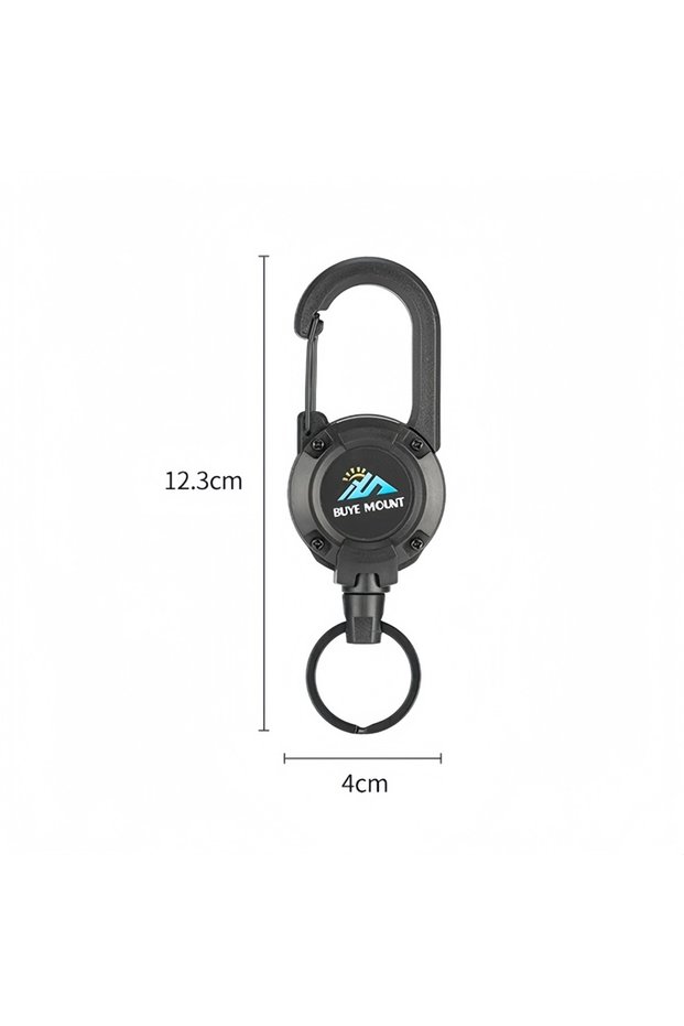 Black Portable Retractable Keychain with Steel Wire Rope,Outdoor Tactical Anti-Loss Buckle for Campi