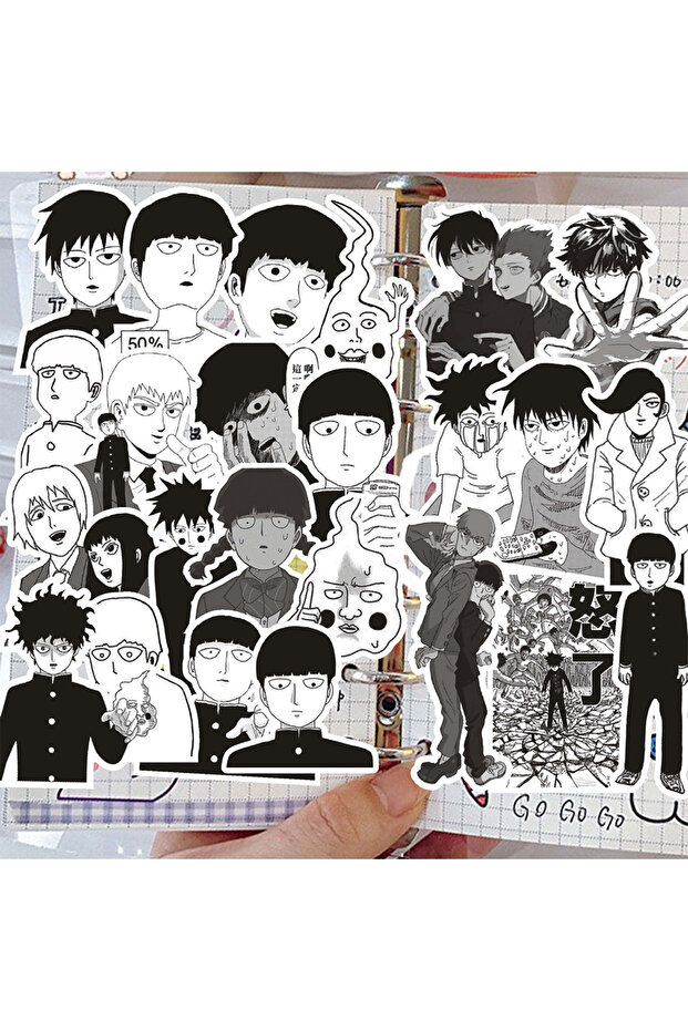 Choice 70Pcs 10/30/70pcs Anime Mob Psycho 100 Stickers Cartoon Black White Decals Laptop Phone Water